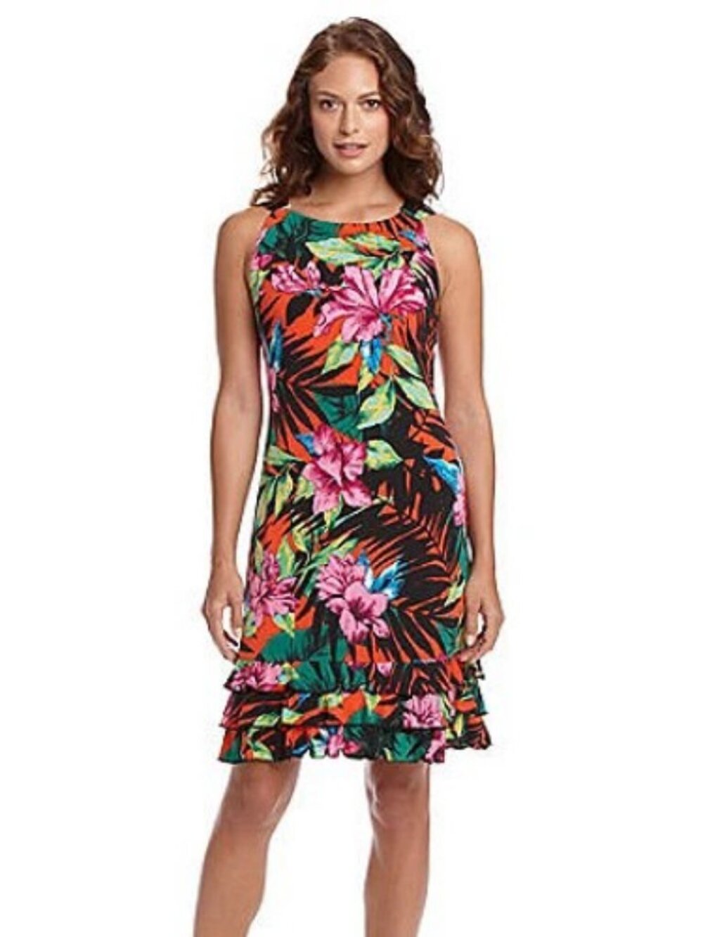 Madison Leigh Halter Floral Print Ruffle Hem Dress NWT, size 10
